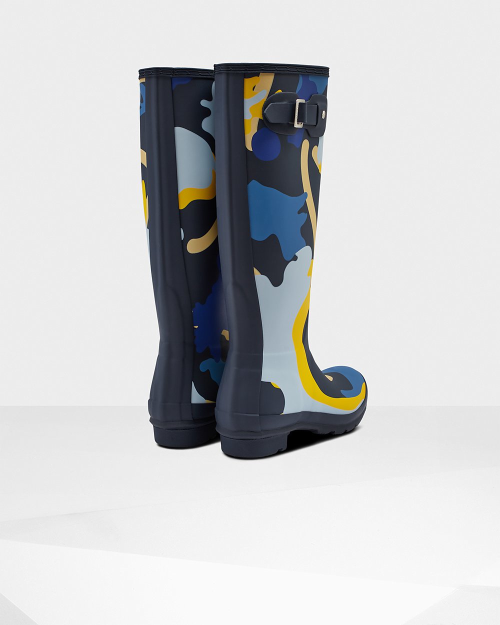 Womens Tall Rain Boots - Hunter Original Rockpool Camo (08IPVUAKS) - Navy Camo